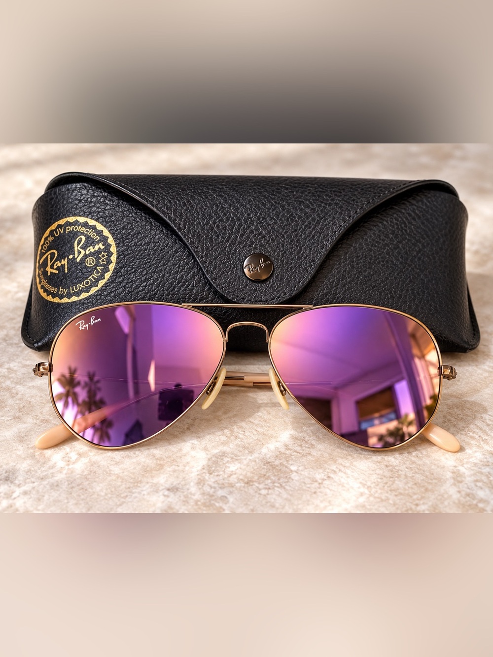 Ray-Ban RB3025 Aviator Large Metal 58mm Violet Mirror Bronze 167/1M